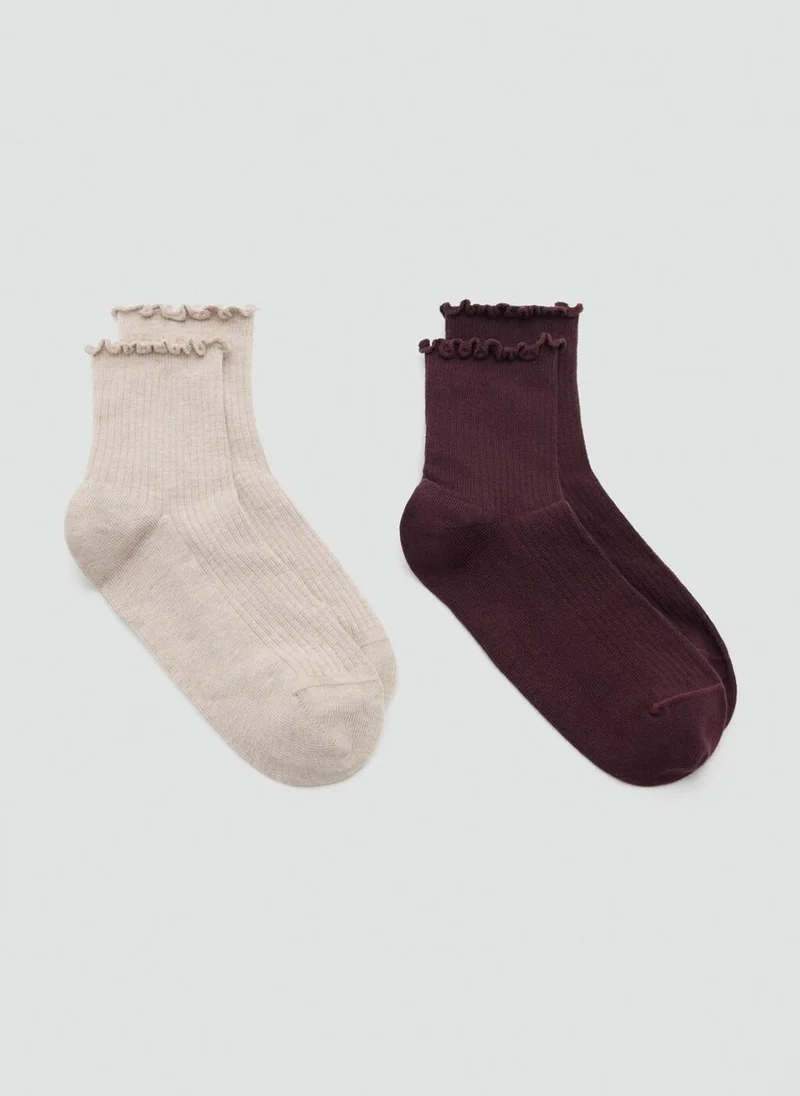 MANGO Pack of 2 ribbed cotton socks